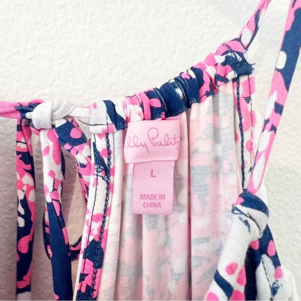 Lilly Pulitzer Blue and Pink Tie-Dye Jumpsuit with High Neckline - Picture 3 of 7